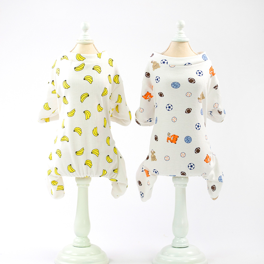 Pet cuatro pies ropa casera perro casual dibujos animados con patrón de fruta teddy by bear traje casero ropa de gato details Picture