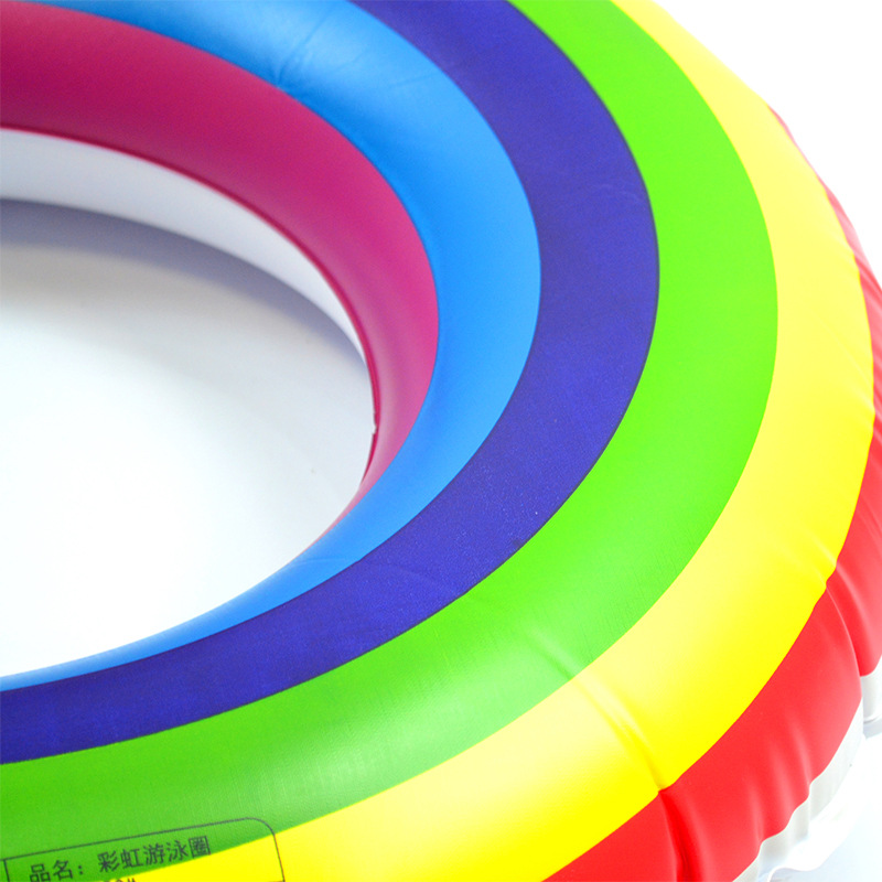 Wholesale thickened life buozes, inflatable children's striped underarm rings, pvc adult rainbow swimming rings for export details Picture