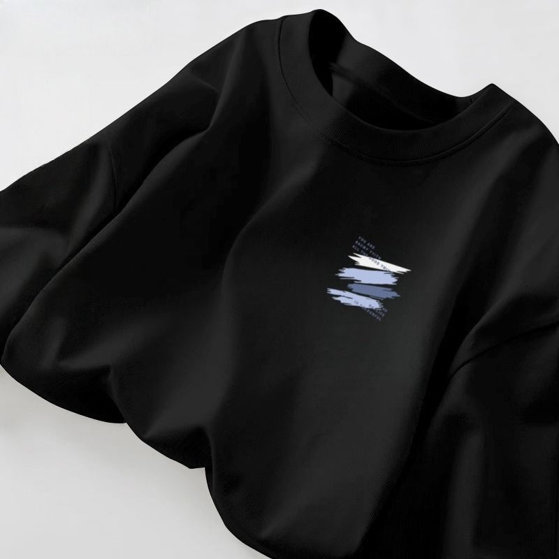 100% pure cotton round-neck long-sleeved T-shirt for men, new trendy Hong Kong-style loose and versatile T-shirt top for spring and autumn details Picture