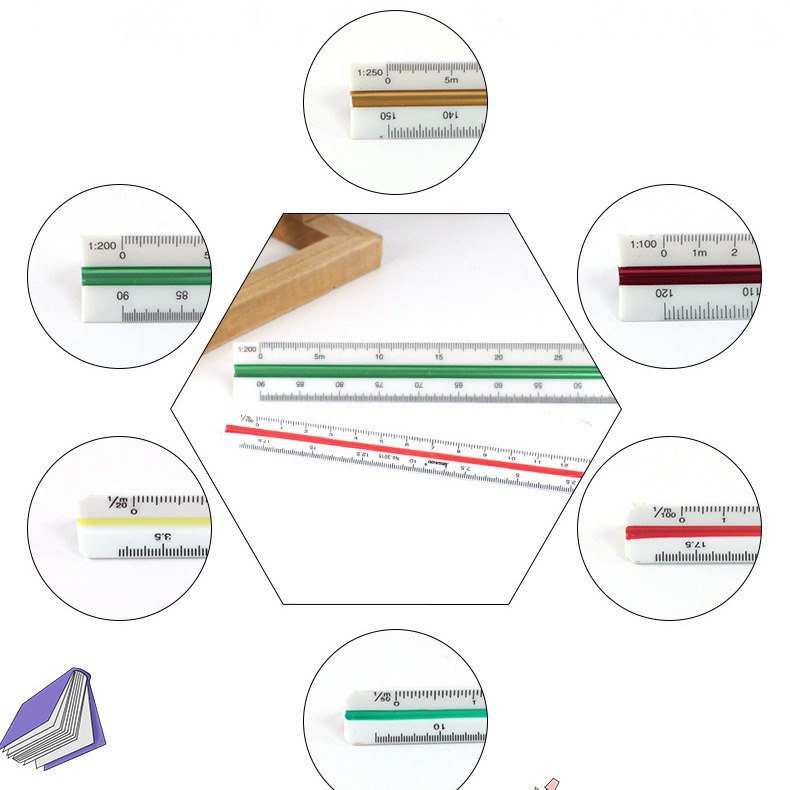 Yingcai Stationery Factory wholesals scale rulers, office stationery rulers, multi-functional sets, 15cm and 30cm plastic straight rulers. Customization available for foreign trade details Picture