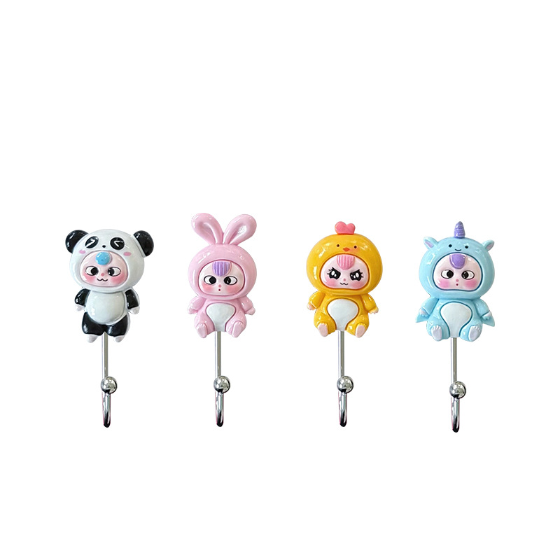Cross-border best-selling resin cartoon cute strong adhesive key wall hanging, wall hanging hanger hook, seamless towel adhesive hook Item Picture