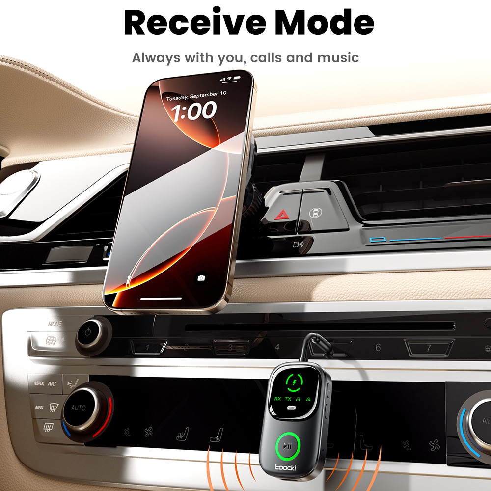 Toocki 2-in-1 Bluetooth 5.4 receiver and transmitter, DC 3.5mm with adapter, in a paper box Specification image