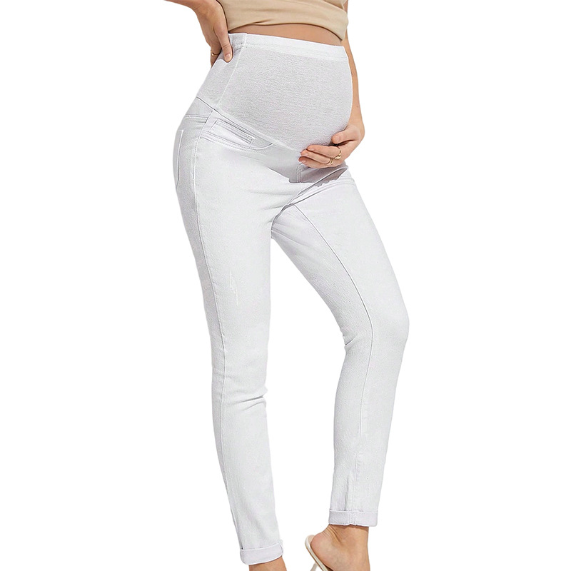 Cross-border European and American maternity jeans for autumn and winter, high-waisted, hip-lifting and elastic Amazon maternity pants, bestsellers for new mothers Application Scenario