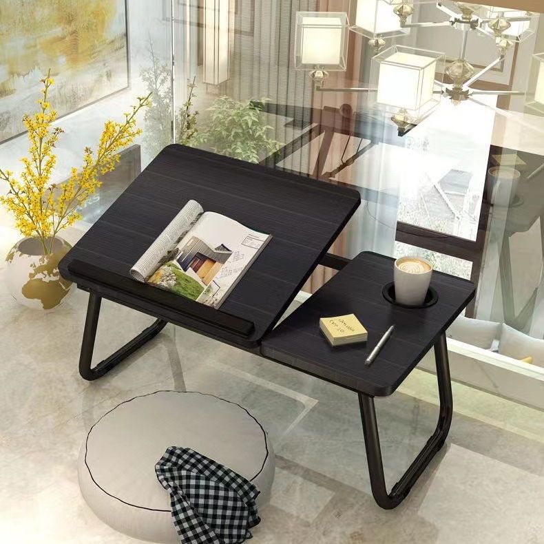 A height-adjustable laptop desk on the bed, a foldable lazy desk, a small study desk for student dormitories, and a study desk