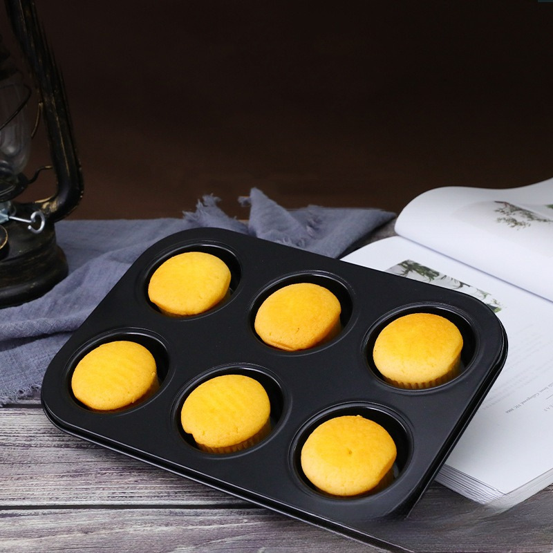 Baking mold, muffin small cake grinding tool, baking six-piece doughnut non-stick, household 6/12 piece mold baking tray tool Specification image