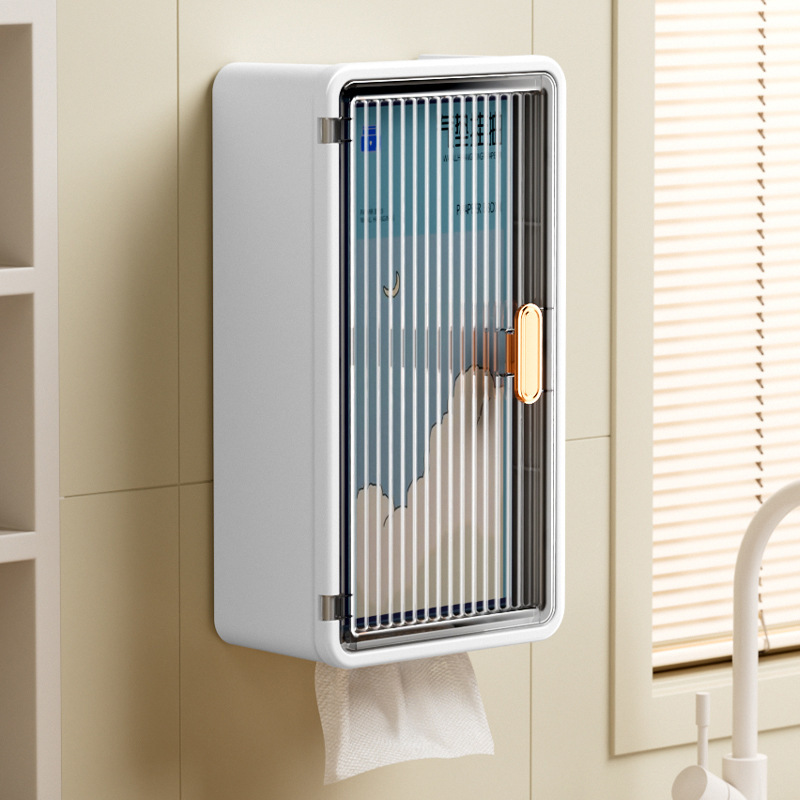Wall-mounted tissue box, transparent, high-appearance-level storage rack, high-end storage box, simple large tissue box details Picture