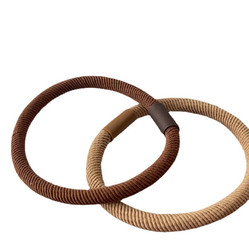 韩式棕色系高弹力发绳基础好用皮筋大地色斜纹扎发耐用头绳发饰详情图5