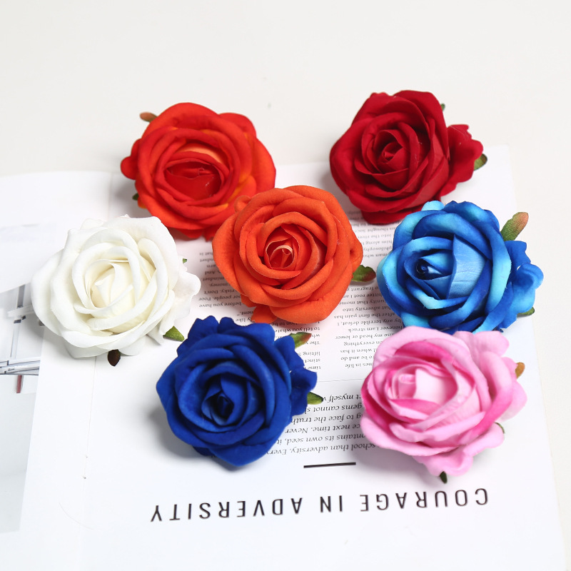 7cm绒布玫瑰花头婚庆花瀑布工程装饰花酒店花墙拱门插花外贸跨境产品图