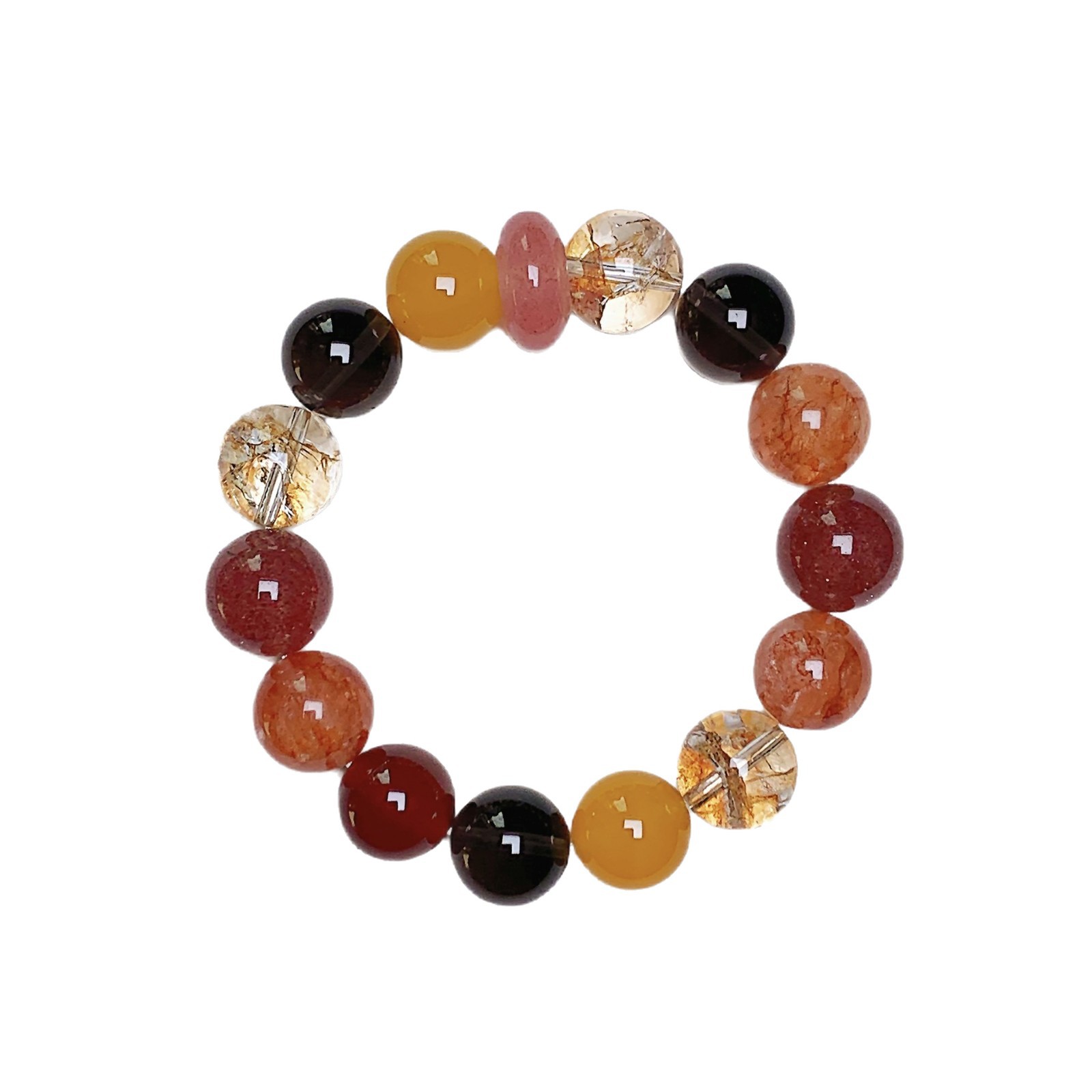 【花木兰】原创天然草莓晶搭配金箔爆花 设计手饰串 时尚精致手串白底实物图