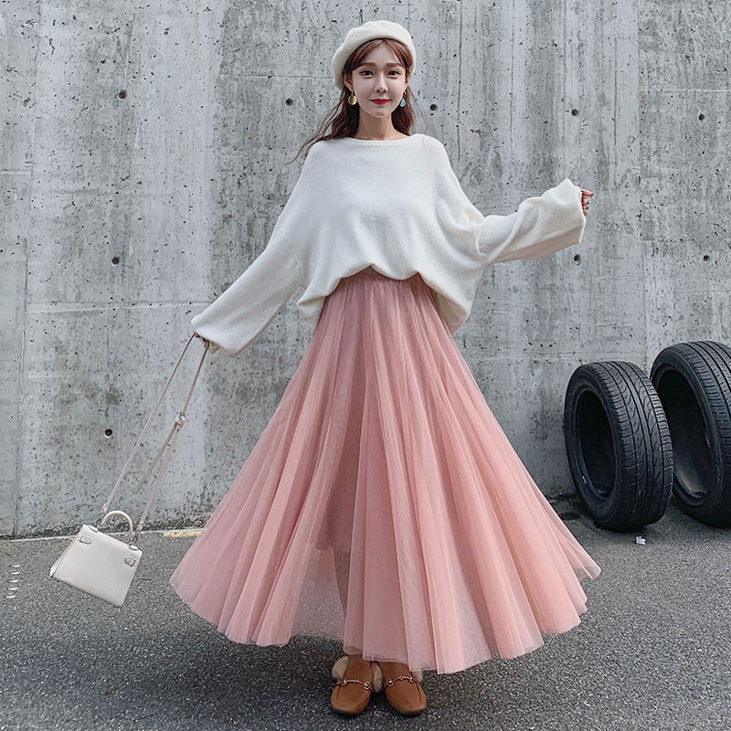 Spring/Autumn 2026 new solid-color slimming mid-length tulle skirt for women Application Scenario