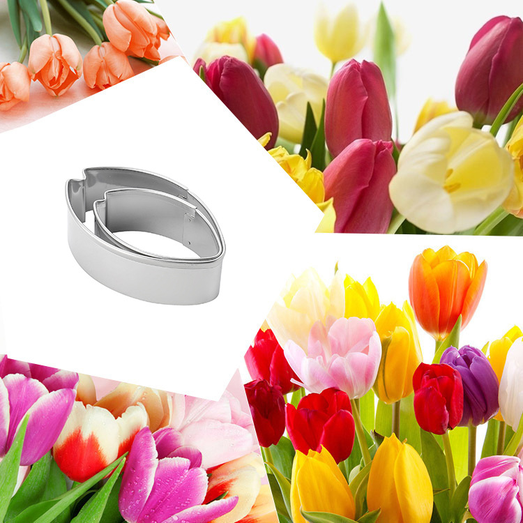 厨房用品烘培模具食品级不锈钢糖花切模郁金香两件套造型模具烘焙蛋糕模亚马逊热销A350