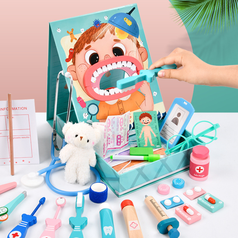 Wholesale of a complete set of cross-border wooden children's oral and dental nurse simulation dentist play toys