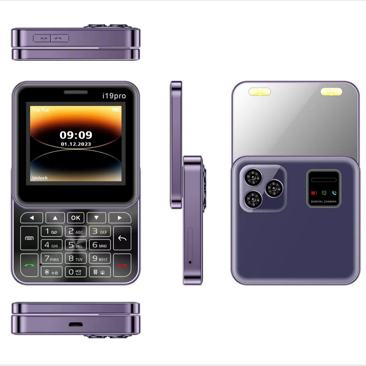 ميني روتاري Function Button Phone يدور 180 درجة من الهاتف المحمول المصغرة عبر الحدود I19PRO Specification image