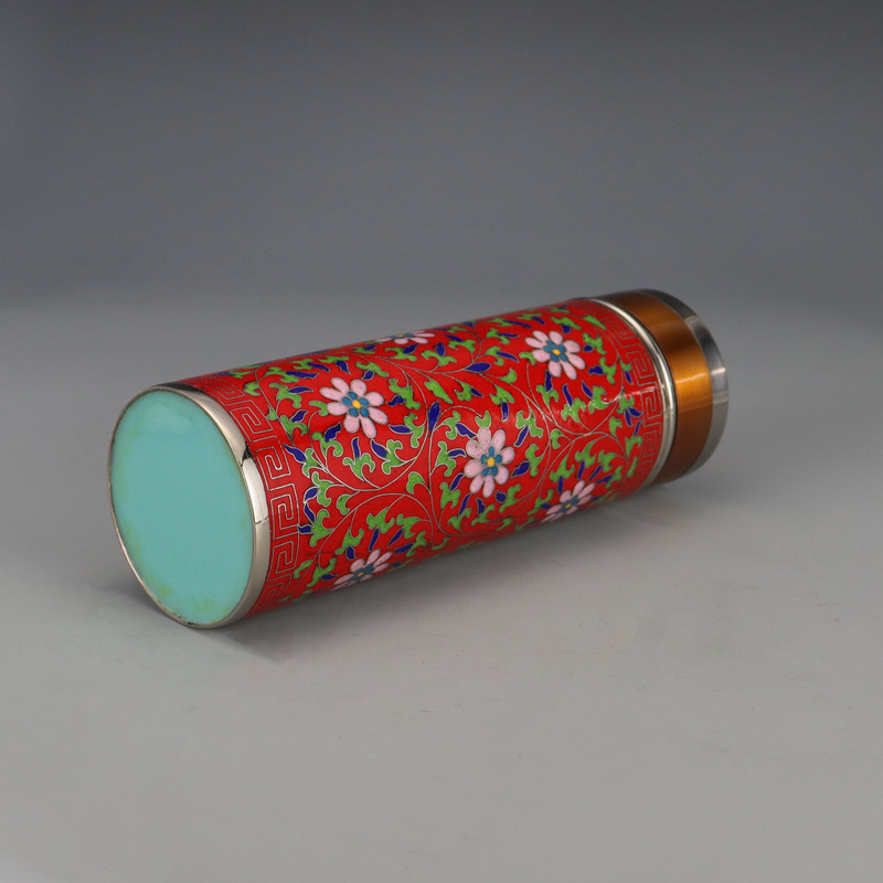 Premium Beijing Cloisonne traditional cultural gift, machine-made copper body enamel shell wrapped lotus health preservation insulated cup Specification image