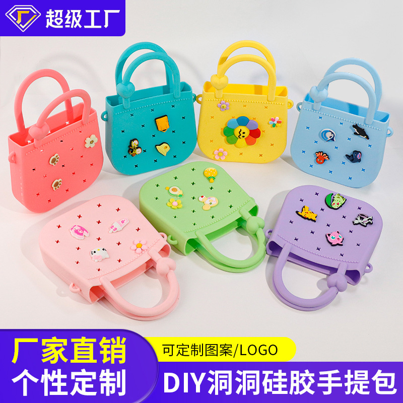 DIY silicone hole bag, small, convenient, fashionable and versatile bag, washable pure handbag, mobile phone storage bag