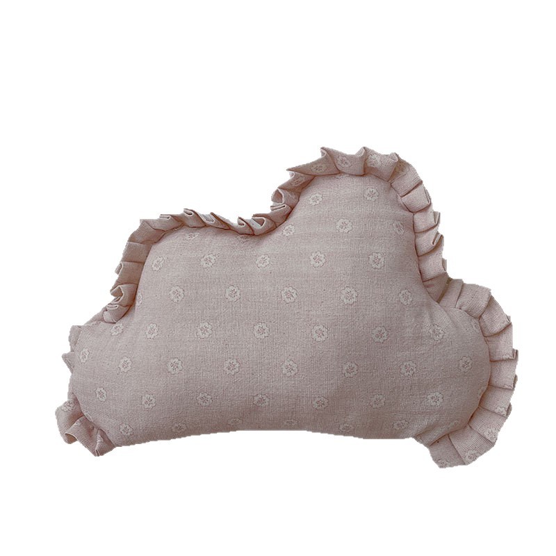 Spring new French fabric cloud throw pillow, sweet ruffled edge baby pillow, soft fufu room decoration item Item Picture