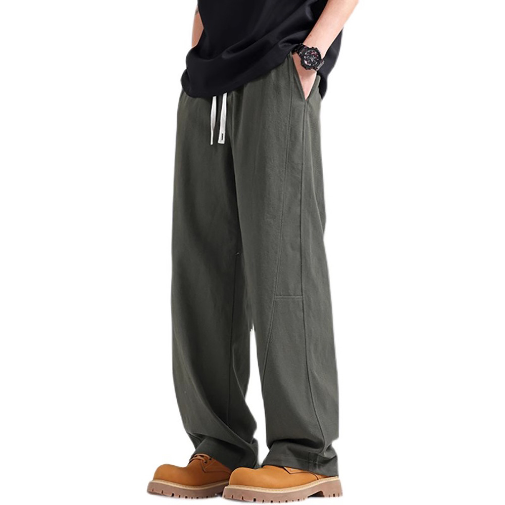 纯棉工装裤男2025秋冬宽松运动卫裤男士直筒休闲长裤冬季加绒裤子白底实物图