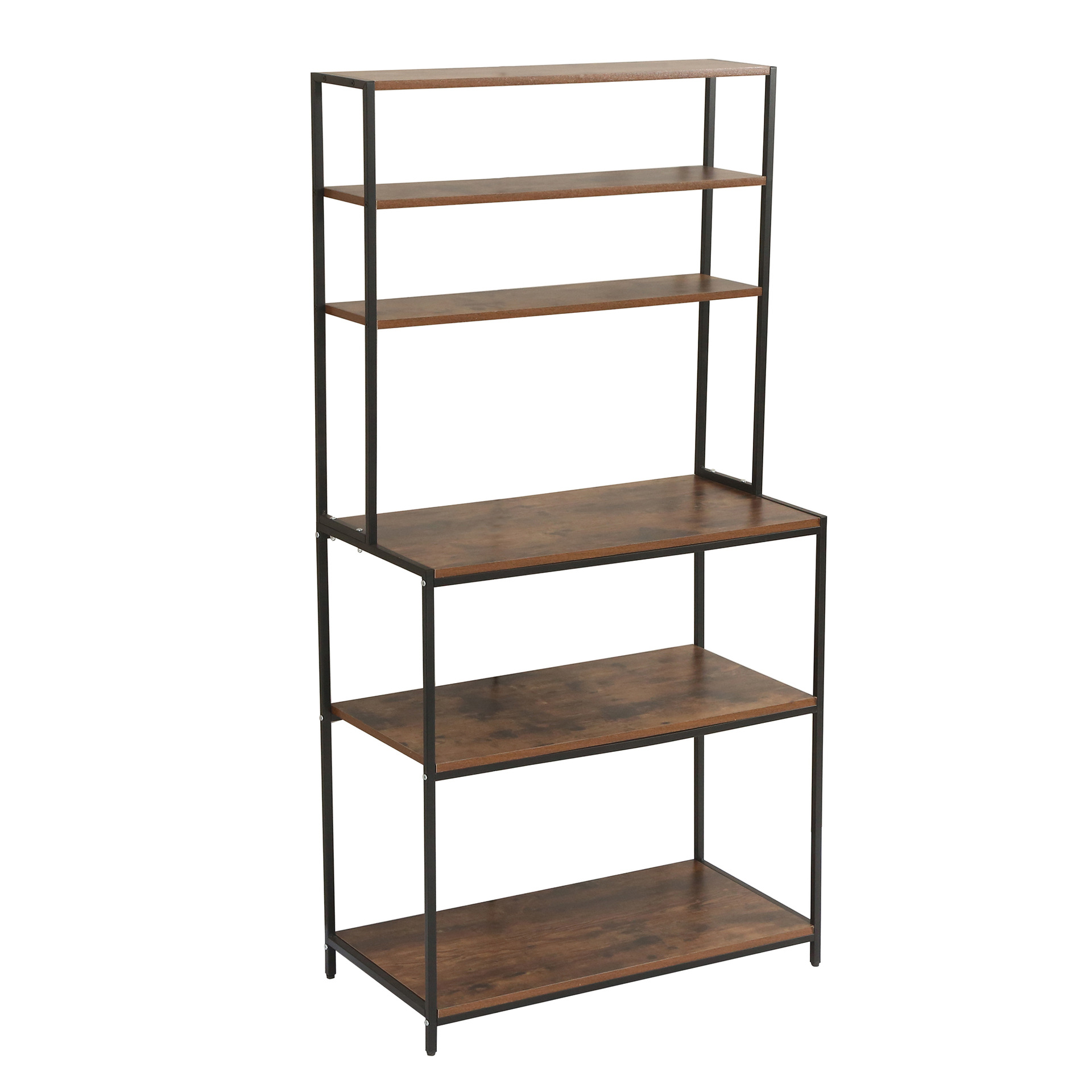 Simple and modern floor-standing multi-layer storage rack, American retro partition, ironwork and solid wood bookshelf, commercial display rack Application Scenario