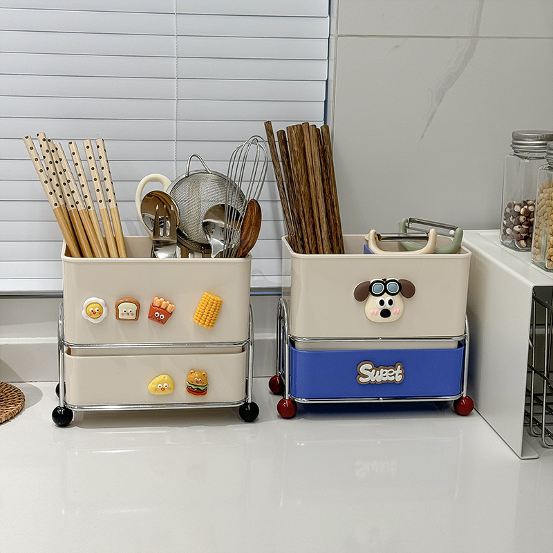 Chopstick storage box, household soup spoon storage, creative high appearance level countertop 筷笼 kitchen draining chopstick basket, chopstick holder Specification image