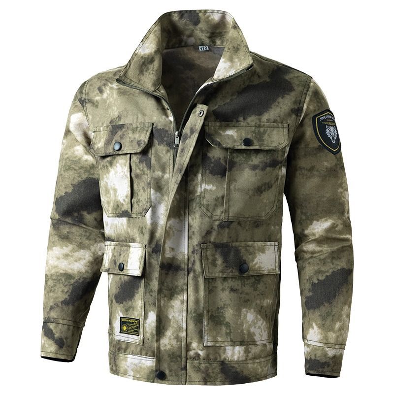 迷彩服男套装迷彩工作服耐磨劳保户外工装军训新款纯棉春秋战术白底实物图