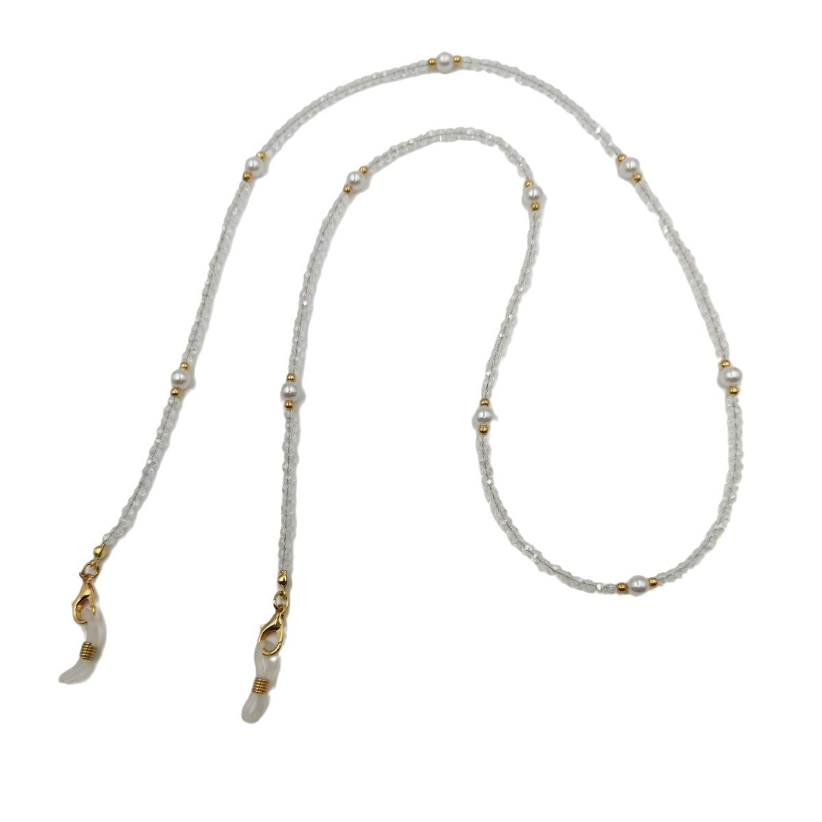 Factory direct sales of European and American cross-border fashionable crystal pearl beads, eyeglass chains, mask chains, silicone buckles, necklaces and lanyards Item Picture