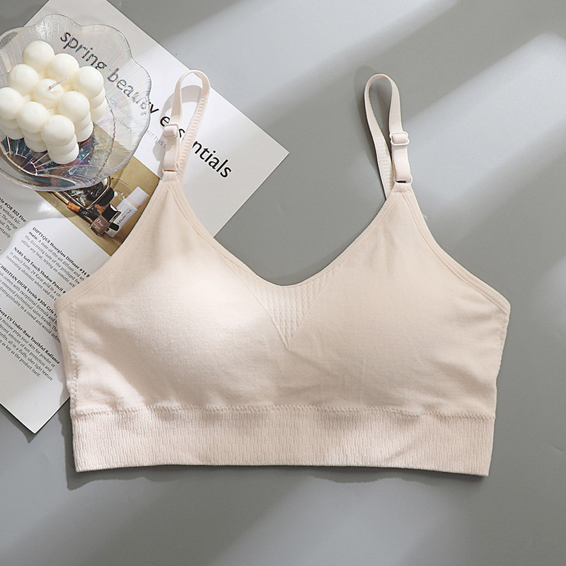Vest-style underwear for girls, junior high school students, senior high school students, girls in their growth period, steel-ribbed fixed cup strapless bra, summer details Picture