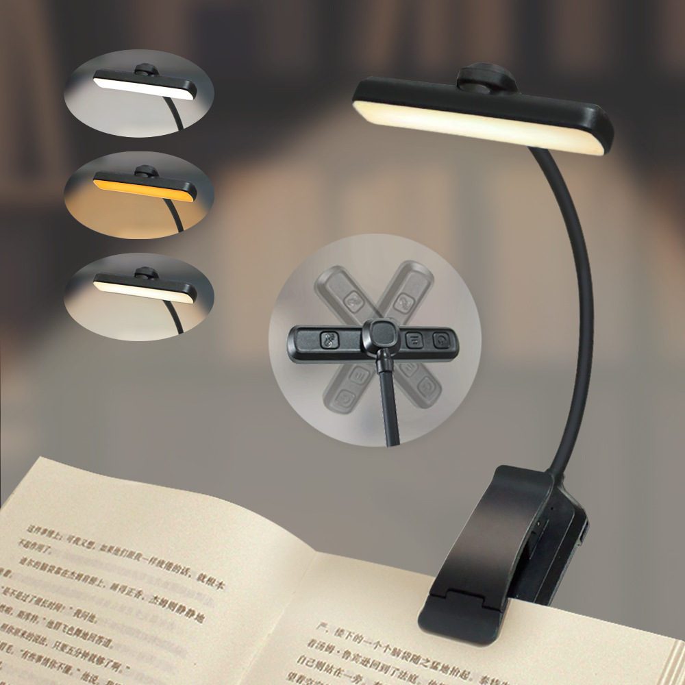 Double-row led reading lamp, rotating lamp head, eye-protecting book holder lamp, cross-border TYPE-C charging clip lamp