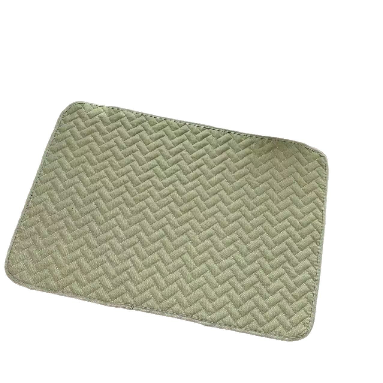 Plain quilted double-layer gauze art embroidered floor mat, anti-slip absorbent cotton foot mat, kitchen floor mat, breathable pet mat Item Picture