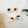 Cross-border trend, retro stud earrings, women's red fashion, versatile and elegant earrings, light luxury, niche zircon earrings details Picture