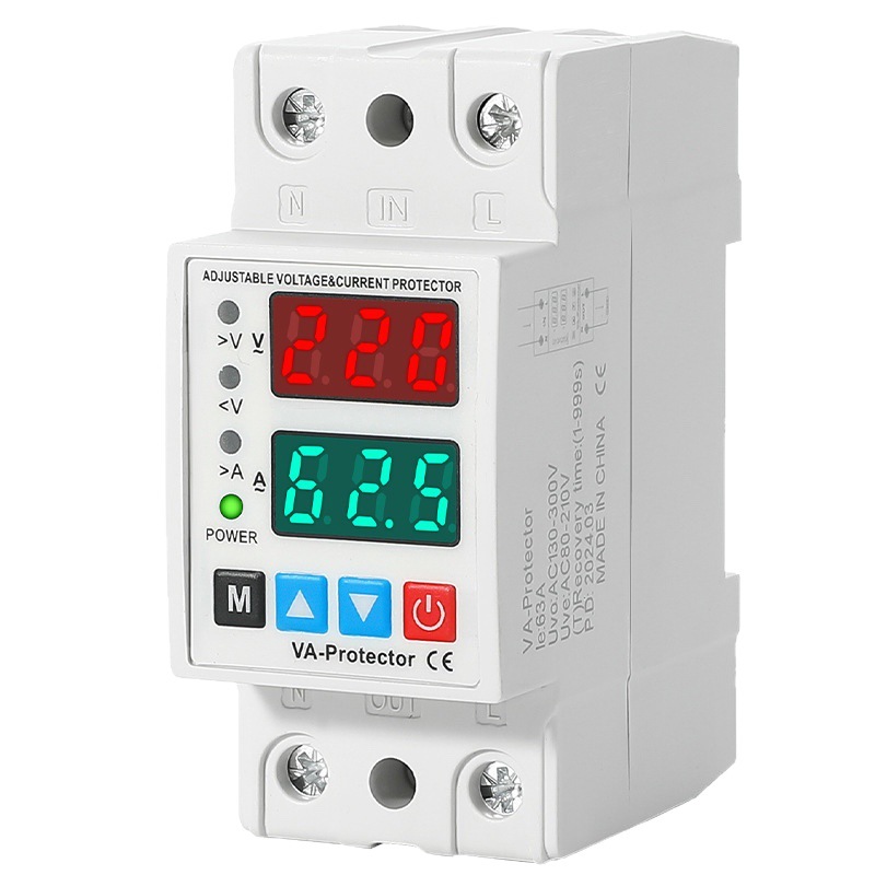 Multi-functional white adjustable voltage and current protector, a household and industrial safety protection device Item Picture