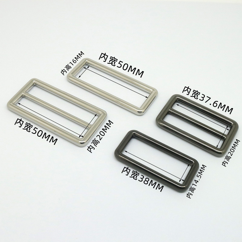Wholesale alloy Japanese character buckles, metal pet buckles, round line square buckles, adjustable buckles, webbing buckles, bag accessories, three-position buckles details Picture