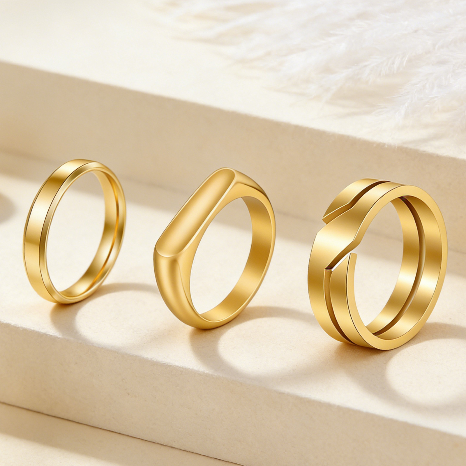Cross-border new Amazon women's 4MM wide cast plain ring, Instagram cold talk style niche jewelry, popular titanium steel ring details Picture