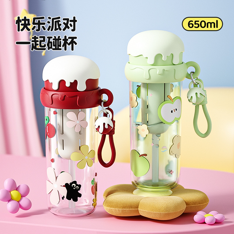 In-stock best-selling cartoon mixing cups, high appearance level portable milk cups, coffee cups, juice cups, and study-specific straw cups