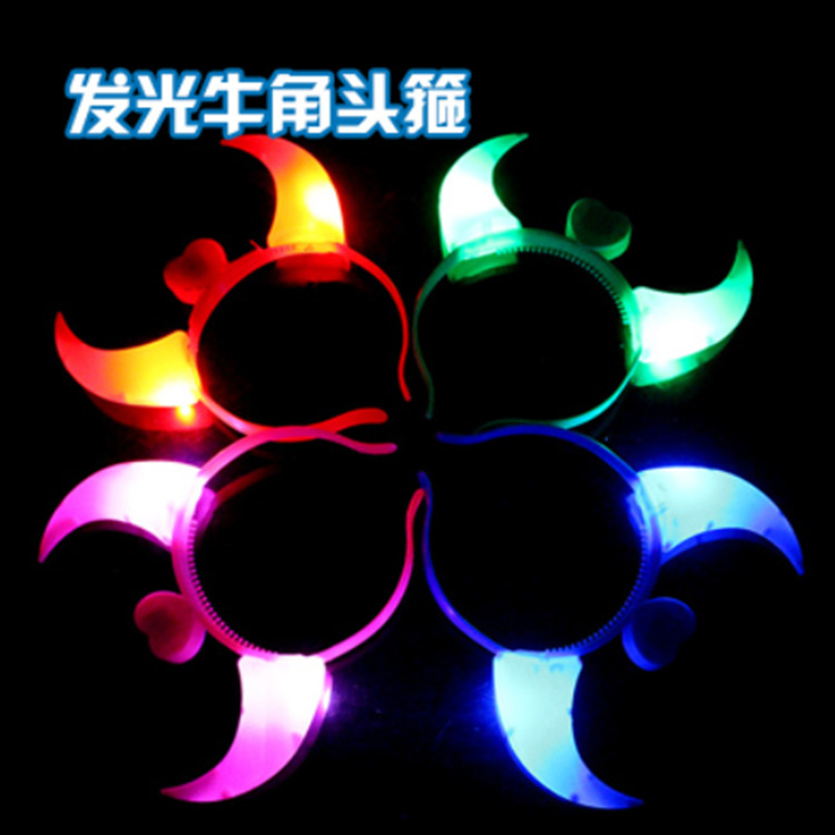 Wholesale of led illuminated horn headbands, horn lamps, night light flashing horn illuminated horn headbands, concert supplies details Picture