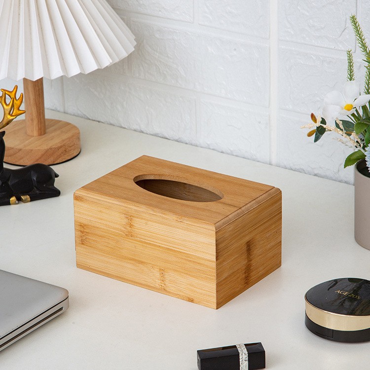 现货竹制收纳盒实木纸巾盒家用多用途抽纸盒现代简约桌面纸巾收纳产品图