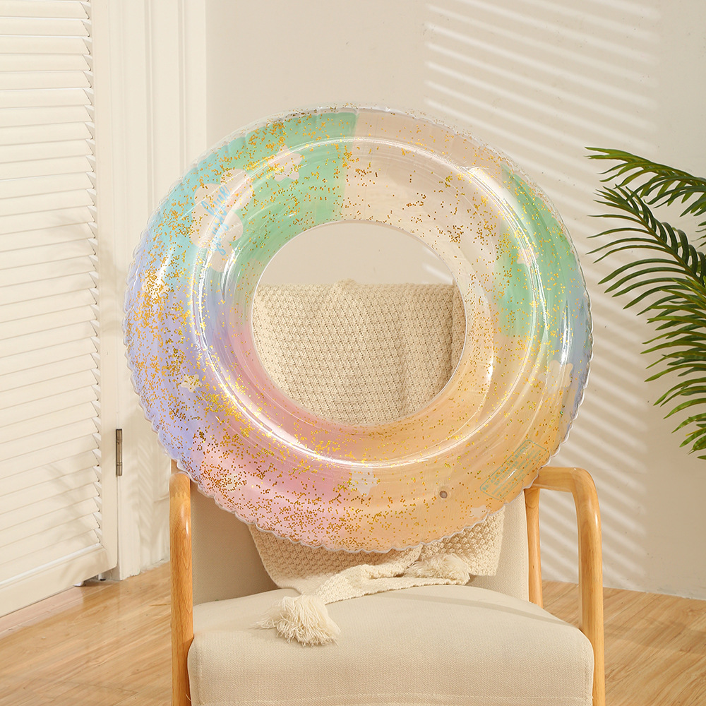 Popular children's inflatable sequined swimming rings, thickened PVC swimming rings with armrests, anti-rolled-up toys, armpit swimming rings Specification image