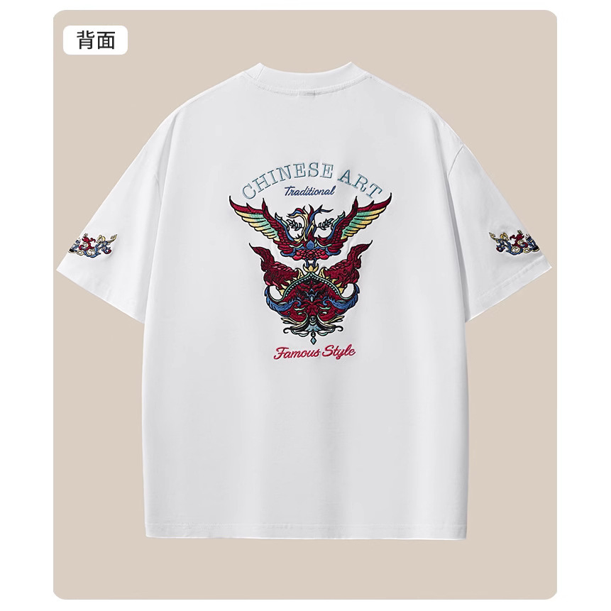 Wholesale of 260-gram heavy-duty pure cotton short-sleeved T-shirts for men with Chinese style embroidery and loose, large-sized men's clothing in summer 2025 Application Scenario