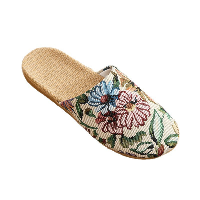 国潮新款包头亚麻拖鞋男士四季家用吸汗棉麻透气