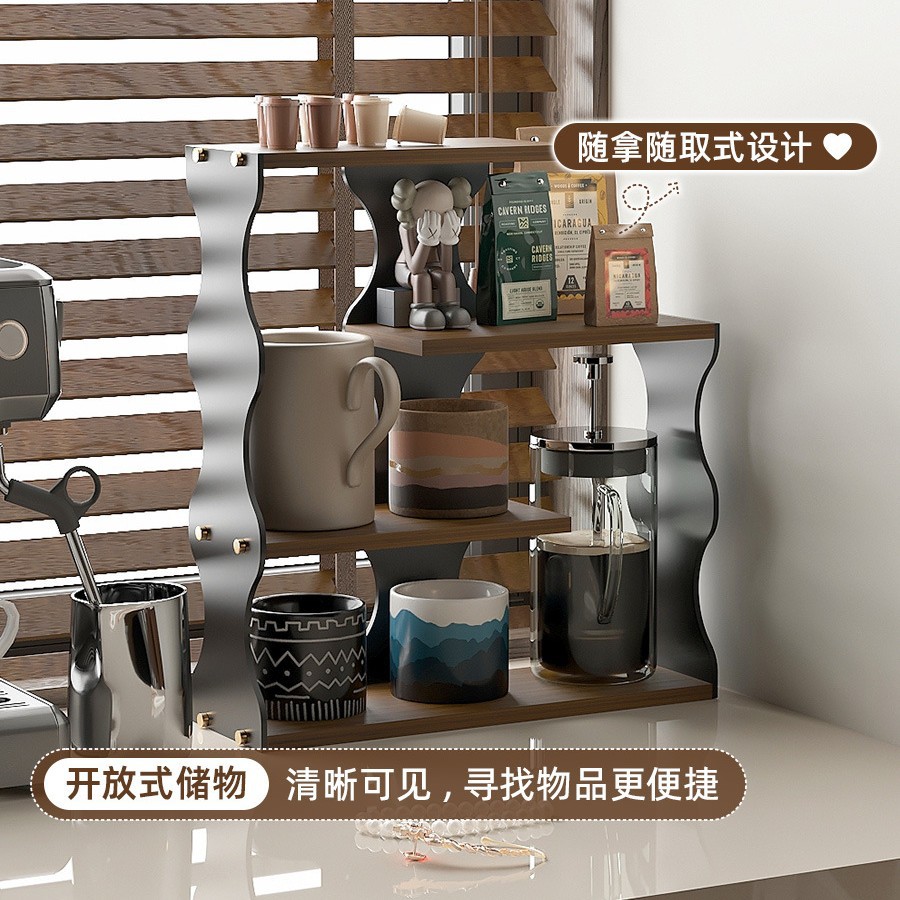 Cup rack, mug storage rack, coffee bar counter rack, office desk storage and organization rack details Picture