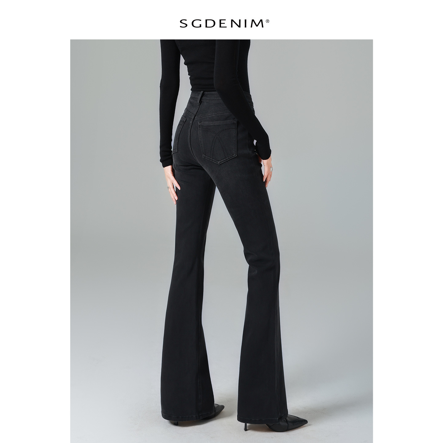 黑灰超模/高腰牛仔裤女微喇叭四面弹显瘦25秋新款提臀紧身显瘦飒细节图