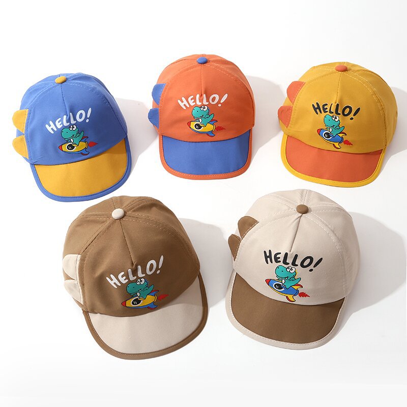 新款卡通超萌宝宝鸭舌帽防晒男女宝宝帽薄款遮阳儿童棒球帽潮恐龙