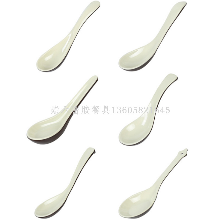 Melamine tableware, brown and white two-color soup spoons, rice spoons, water cups and tea cups, A5 material melamine spoons and cups series Item Picture