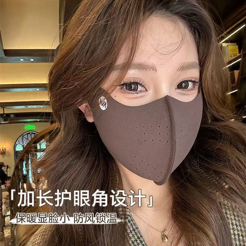 Collagen warm mask for autumn and winter, warm fleece support, breathable solid color, cold-proof, cycling, windproof, dust-proof face mask, sun protection details Picture