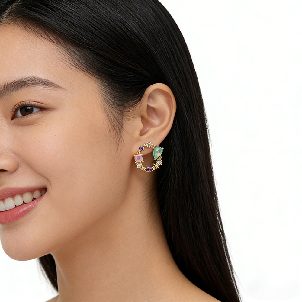 Hyacinth "el mago de oz" retro premium sense brilla micro insertos diseño opal verde circonitas pendientes pendientes mujer Specification image