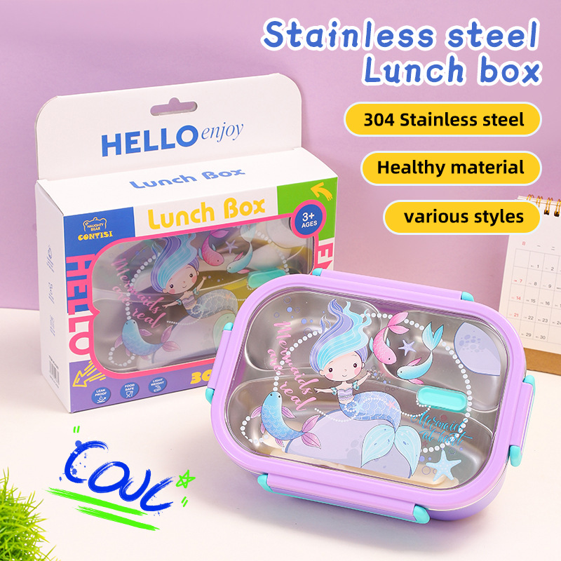 New cross-border cute cartoon lunch boxes, microwave oven bento boxes, sealed lunch boxes for male and female students, canteens and dormitories