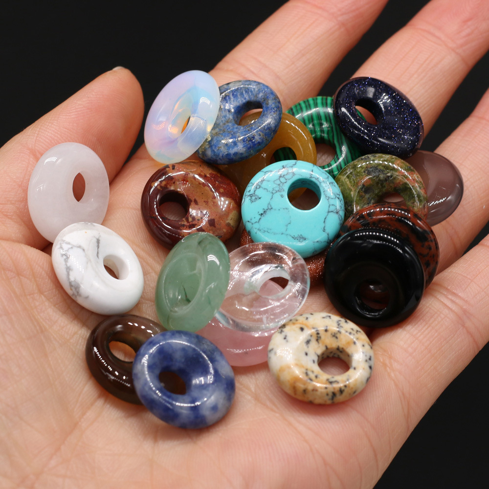 Natural semi-precious stone beads, exquisite flat beads and large-hole beads are used for jewelry making and high-quality DIY necklace accessories details Picture