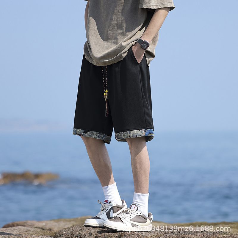 国潮新中式运动短裤男夏季新款沙滩裤潮牌国风刺绣休闲重磅篮球五分裤