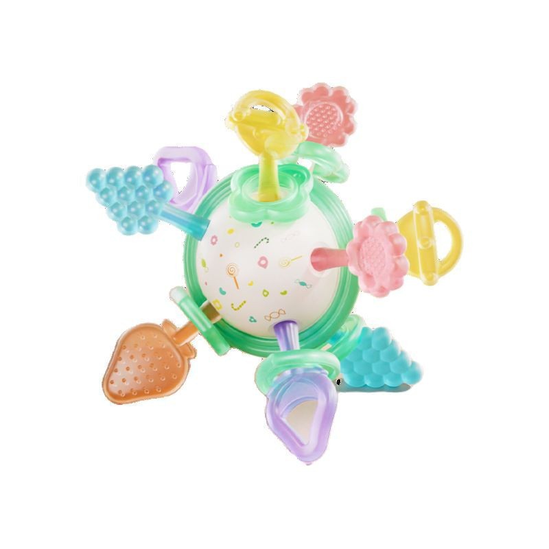 婴儿手摇铃玩具可咬磨牙棒0到3个月-1岁新生幼儿宝宝早教益智牙胶白底实物图