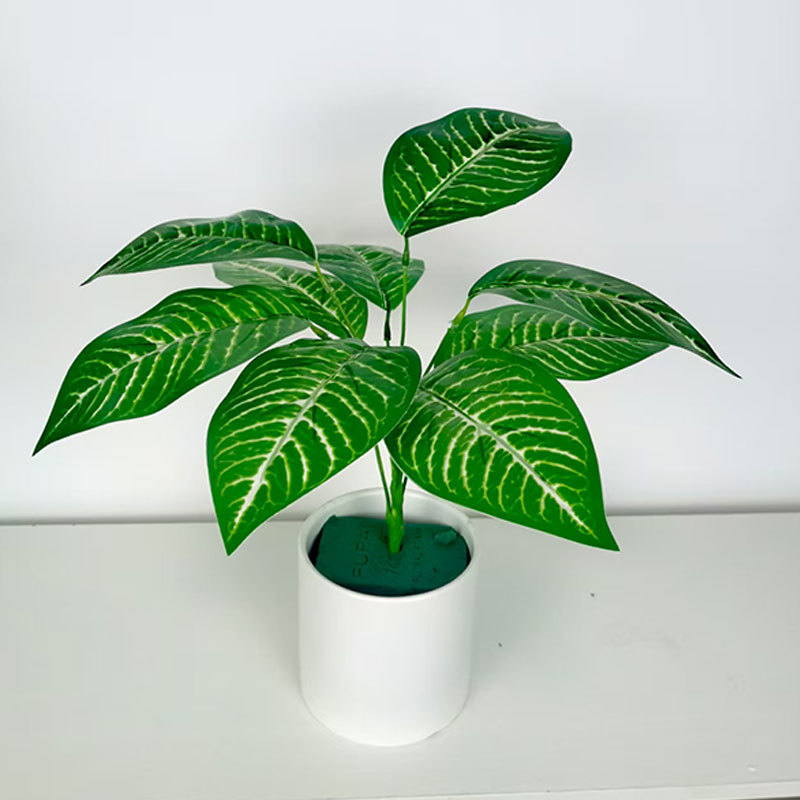 亚马逊仿真塑料叶子7叉绿植造景装饰批发绿萝地瓜胶布把束植物产品图