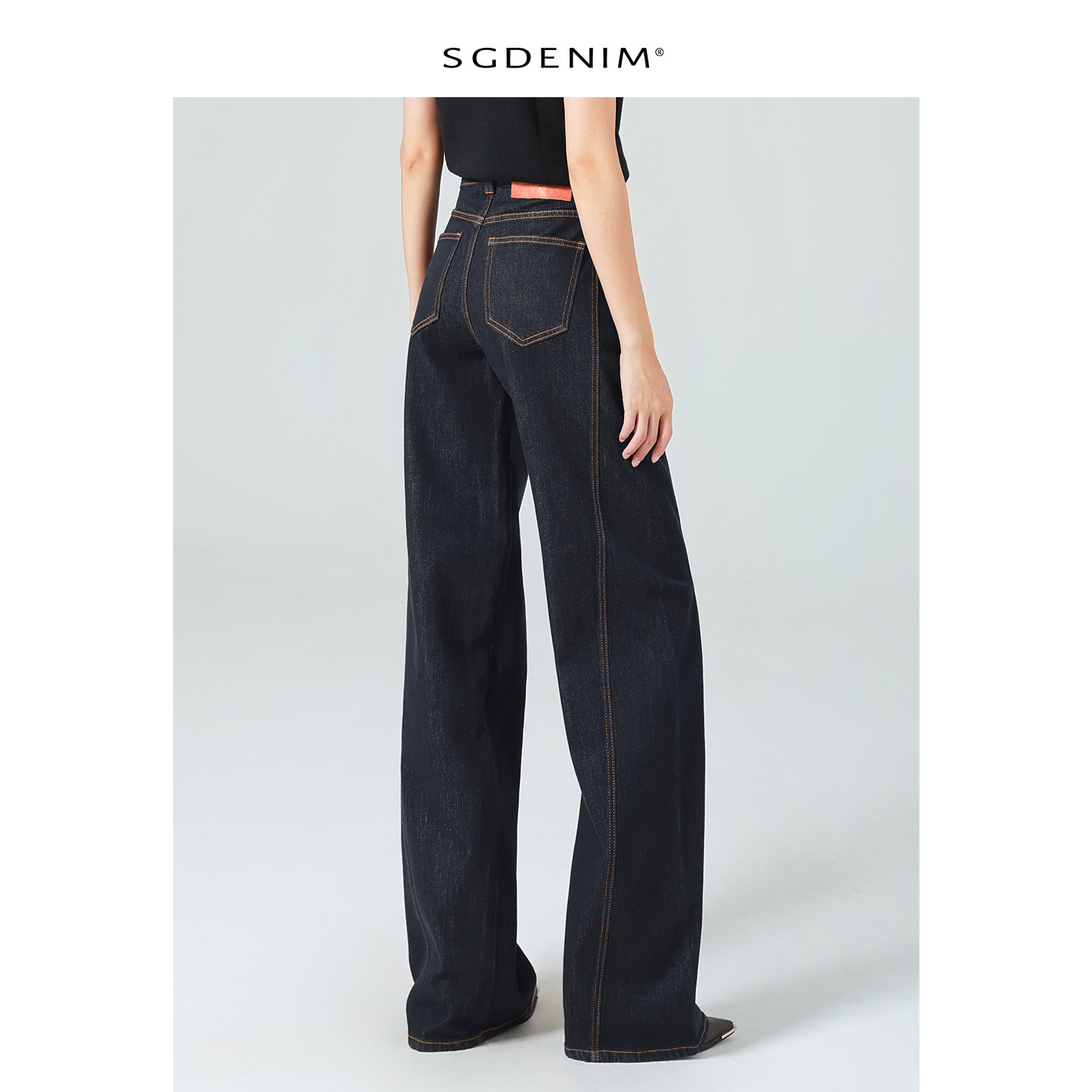 原色丹宁高腰牛仔裤女jeans 直筒阔腿裤2026年春季新款潮显瘦宽松